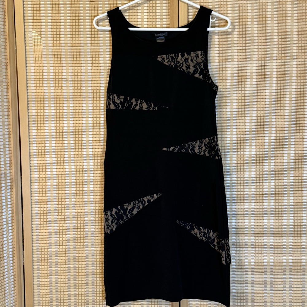 Bisou Bisou Womens 12 Dress Black Beige Lace Floral Sleeveless Whimsigoth Sexy